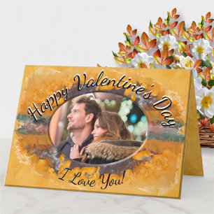 Happy Valentine's Day Abstract Sunset 0612 Holiday Card