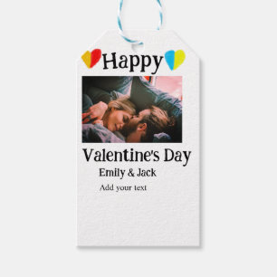 Happy valentine's day add couple name photo simple gift tags