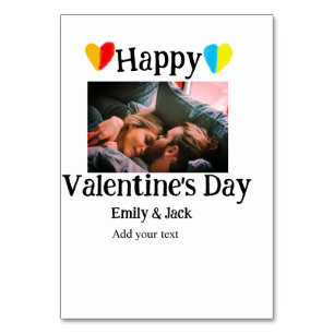 Happy valentine's day add couple name photo simple table number