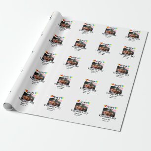 Happy valentine's day add couple name photo simple wrapping paper
