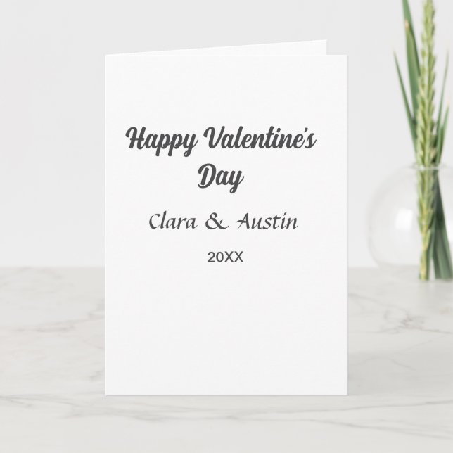 Happy Valentine's day add name date simple minimal Card (Front)