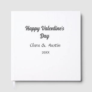 Happy Valentine's day add name date simple minimal Guest Book
