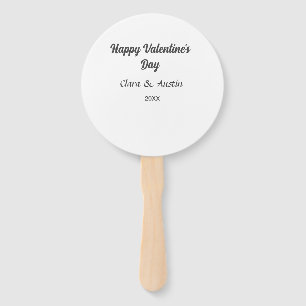 Happy Valentine's day add name date simple minimal Hand Fan