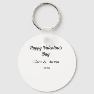 Happy Valentine's day add name date simple minimal Keychain