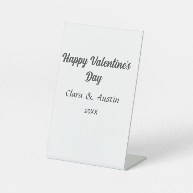 Happy Valentine's day add name date simple minimal Pedestal Sign (Front)