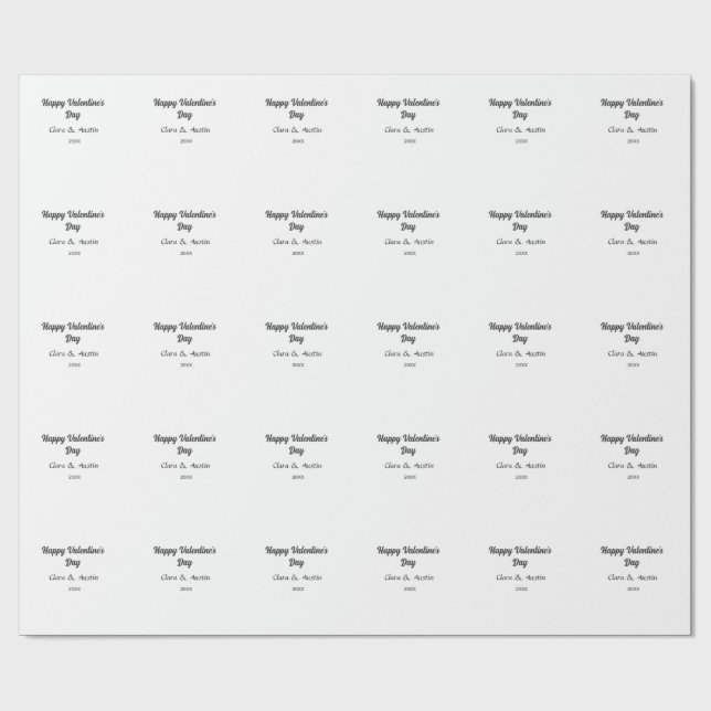 Happy Valentine's day add name date simple minimal Wrapping Paper (Flat)