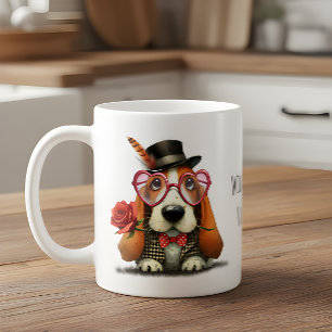 Happy Valentine's Day Adorable Basset Hound Coffee Mug