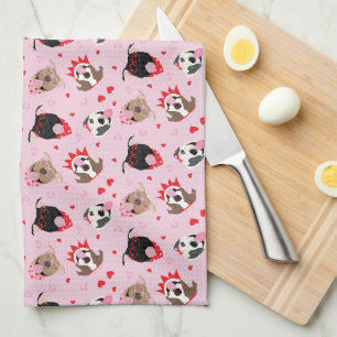 Happy Valentines Day American Pit Bull Terriers Kitchen Towel