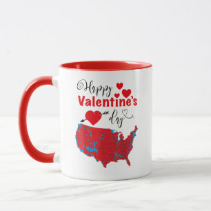 Happy Valentine's Day American Red Electoral Map Mug