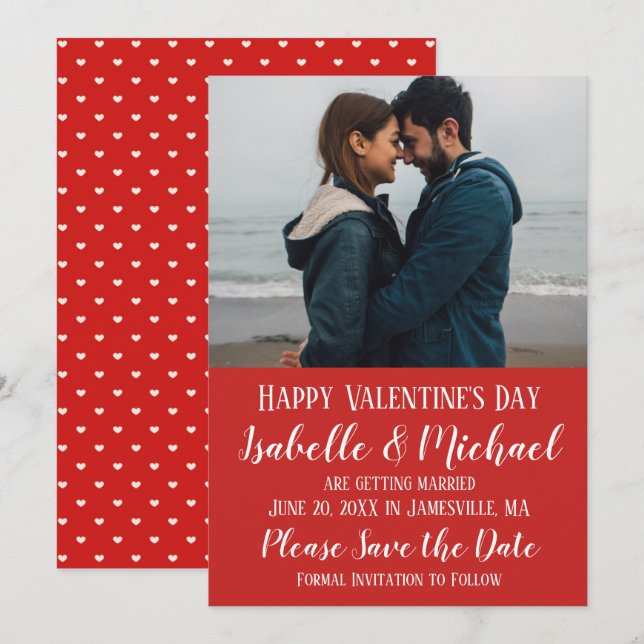 Happy Valentine's Day And Save the Date Photo Card (Front/Back)