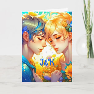 Happy Valentine's Day Anime Boy and Girl Card