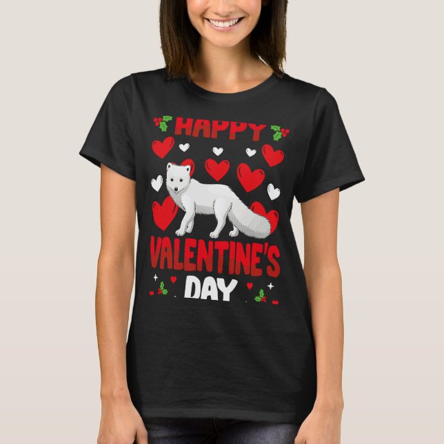 Happy Valentines Day Arctic Foxes Heart Love Anima T-Shirt (Front)