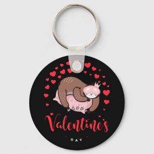 Happy Valentine'S Day Baby Sloth Sleeping Lazy Keychain