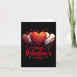 Happy Valentines Day Basketball Baseball Football Card