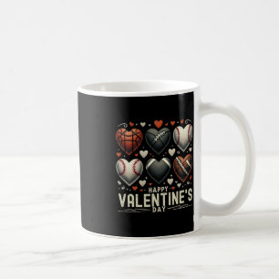 Happy Valentines Day Basketball Baseball Football Coffee Mug