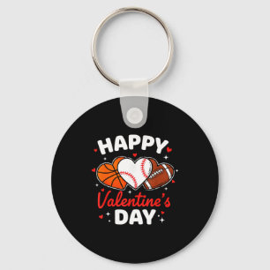 Happy Valentines Day Basketball Baseball Football  Keychain