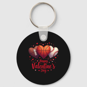 Happy Valentines Day Basketball Baseball Football Keychain