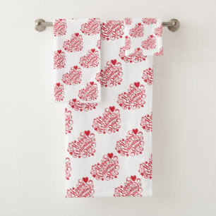 Happy Valentines Day Bath Towel Set