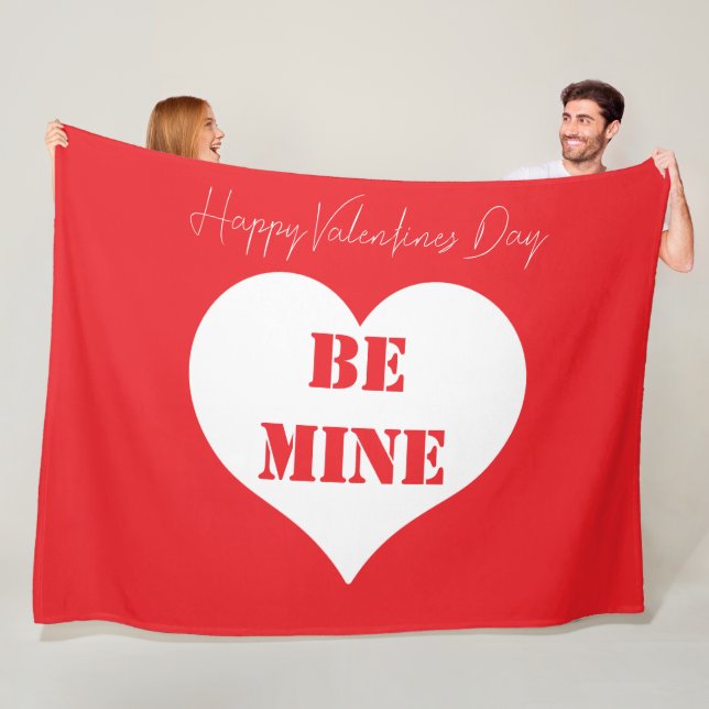 Happy Valentine's Day Be Mine Boyfriend Girlfriend Fleece Blanket (In Situ)