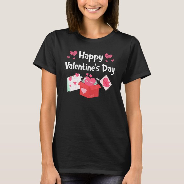 Happy Valentines Day Be Mine Cute Hearts V Day Paj T-Shirt (Front)