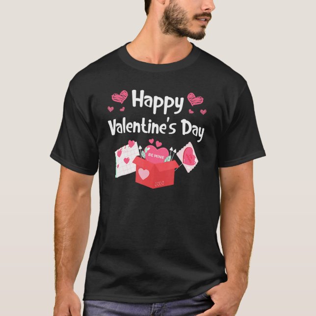 Happy Valentines Day Be Mine Cute Hearts V Day Paj T-Shirt (Front)