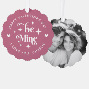 Happy Valentine's Day be mine hearts photo Ornament Card