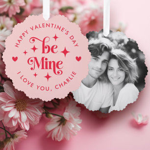 Happy Valentine's Day be mine hearts photo Ornament Card