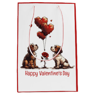 Happy Valentines Day Beagle Dogs Medium Gift Bag