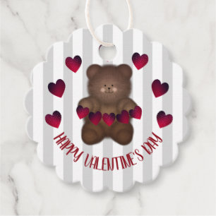 Happy Valentines Day Bear  Favour Tags