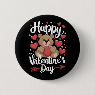 Happy Valentine's Day Bear Heart Cute Couples 2 Inch Round Button