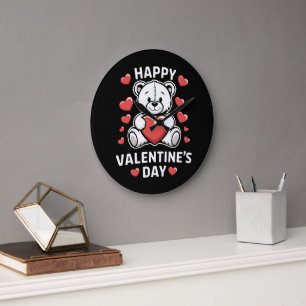 Happy Valentine's Day Bear vday  Large Clock