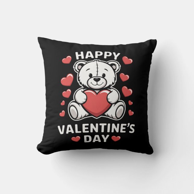 Happy Valentine's Day Bear vday  Throw Pillow (Front)