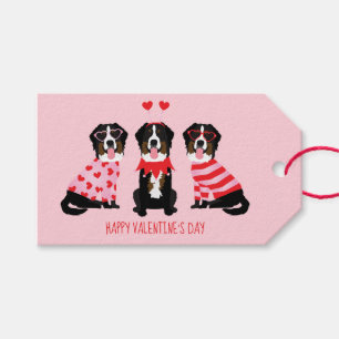 Happy Valentines Day Bernese Mountain Dogs Gift Tags
