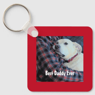 Happy Valentine's Day Best Daddy Cute Dog Photo Keychain