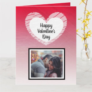Happy Valentine's Day Black Ombre Photo Card