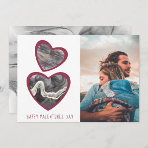 Happy Valentines Day Black & Red Hearts  Holiday Card