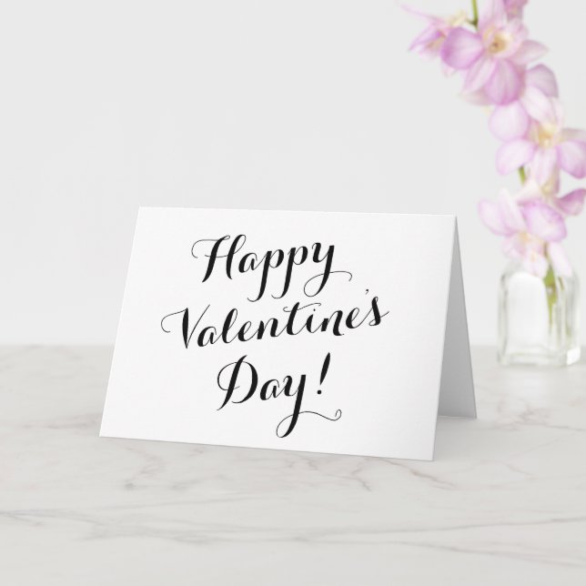 Happy Valentine's Day black script calligraphy Card (Orchid)
