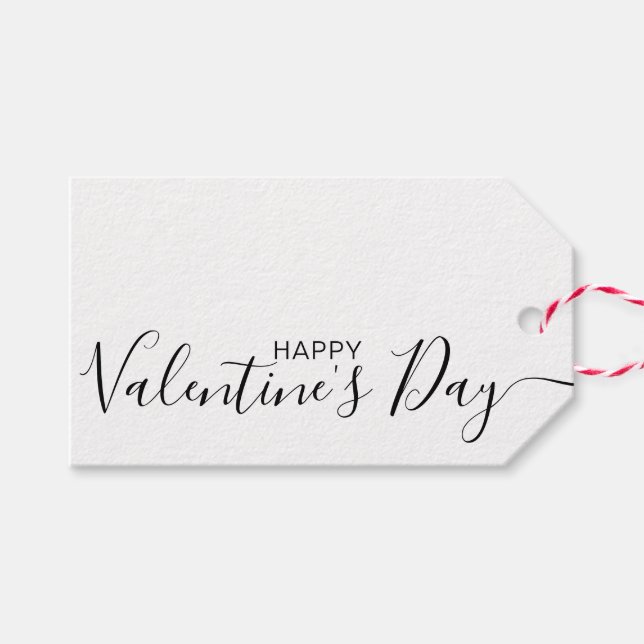 Happy Valentine's Day Black White Modern Gift Tag (Front (Horizontal))