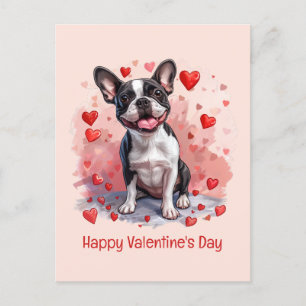 Happy Valentines Day Boston Terrier Dog Postcard