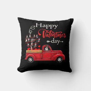 Happy Valentine's Day Boston Terrier Dog Throw Pillow