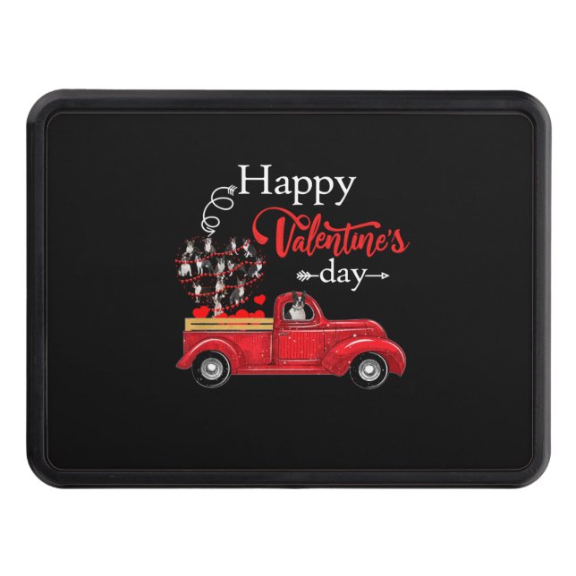Happy Valentine's Day Boston Terrier Dog Trailer Hitch Cover (Front)