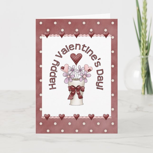 Happy Valentine's Day Bouquet - Greeting Card (Front)