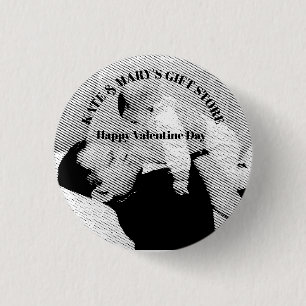 Happy Valentine's Day Business Name  1 Inch Round Button