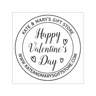 Happy Valentine's Day Business Name Website Self-inking Stamp