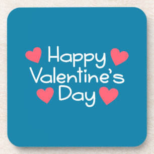 Happy Valentine's Day Calligraphy Coaster