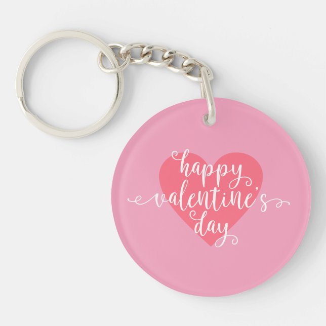 Happy Valentine's Day Calligraphy | Keychain (Front)