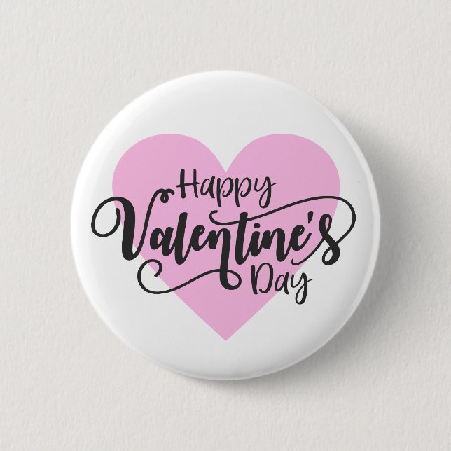 Happy Valentine's Day Calligraphy | Pin Button (Front)