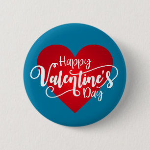Happy Valentine's Day Calligraphy   Pin Button