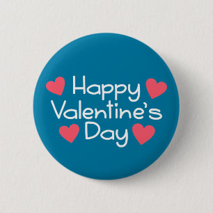 Happy Valentine's Day Calligraphy   Pin Button