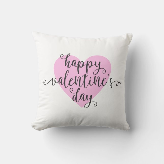 Happy Valentine's Day Calligraphy | Throw Pillow (Front)